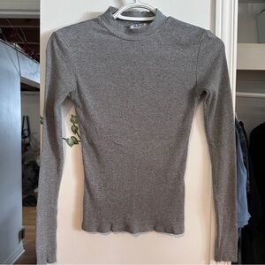 Zara Gray Ribbed Long Sleeve Top